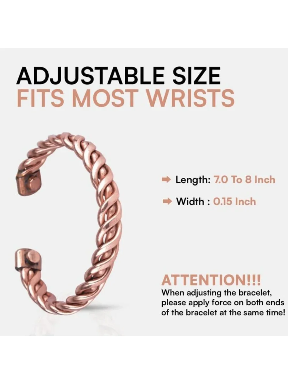 Unisex Adjustable Copper Twisted Cuff Bracelet - Handmade Metal Jewelry for